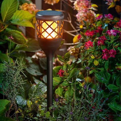 lampe solaire de jardin flamme